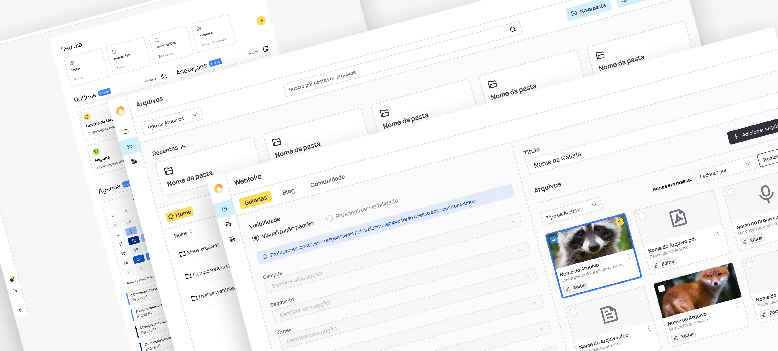 IluminarApp interfaces for pedagogical and administrative management